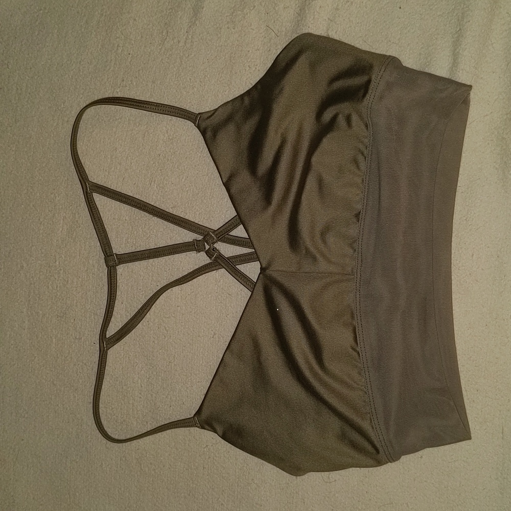 Olive green strappy Alo yoga bra size small